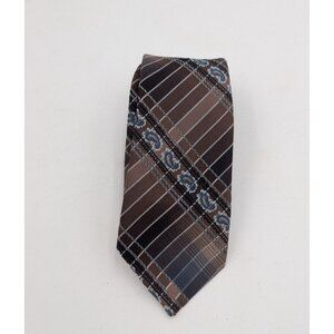 Connoisseur Collection Mens Neck Tie Textured  Brown Diagonal Striped Paisley